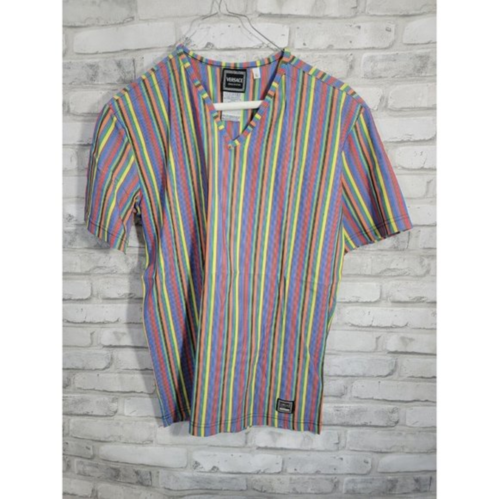 Versace Jeans Couture Women Multi Color Shirt Size Large Rainbow Pride Vintage